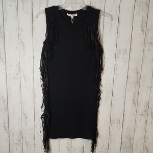🥳NWT Be.You.tiful Black Fringe Mini Dress Large